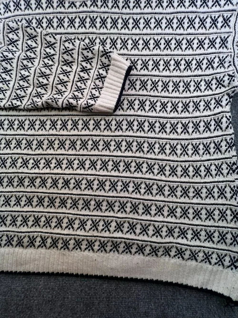 VTG Bill Blass Sweater Fair Isle Hand Framed USA Grandpa Blue White XL (1X) Men